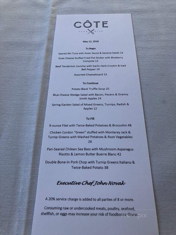 Cote - Arp, TX menu_pic