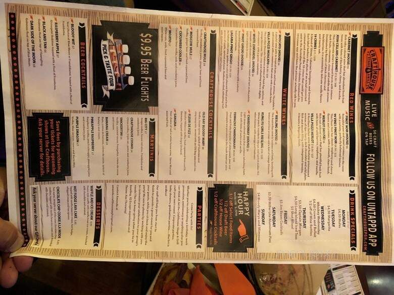 Crafthouse Stage & Grill - Pittsburgh, PA menu_pic