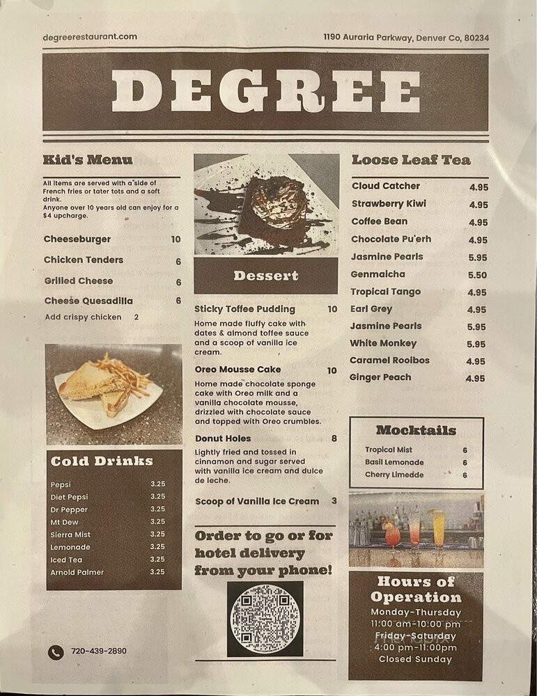 Degree Metropolitan Food + Drink - Denver, CO menu_pic