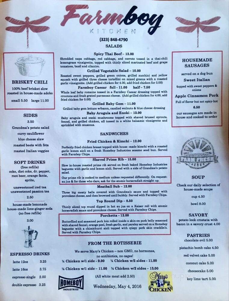 Farmboy Kitchen - Los Angeles, CA menu_pic