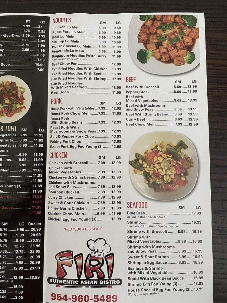 Firi Bistro Restaurant & Pizzeria - Pompano Beach, FL menu_pic