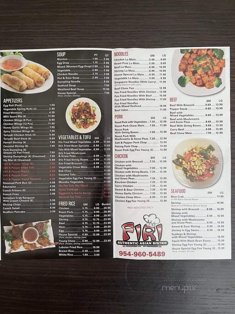 Firi Bistro Restaurant & Pizzeria - Pompano Beach, FL menu_pic