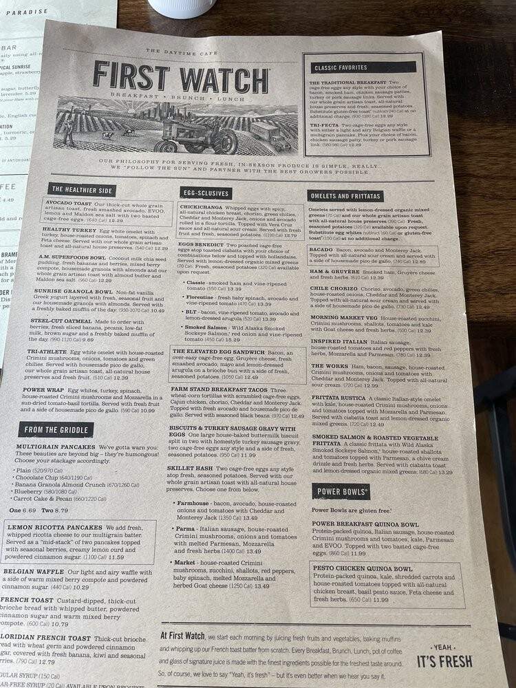 First Watch - Tucson, AZ menu_pic