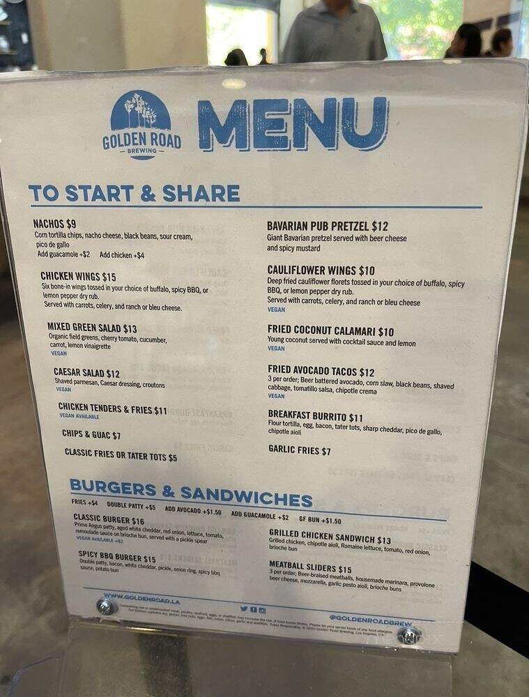 Golden Road Brewing - Los Angeles, CA menu_pic