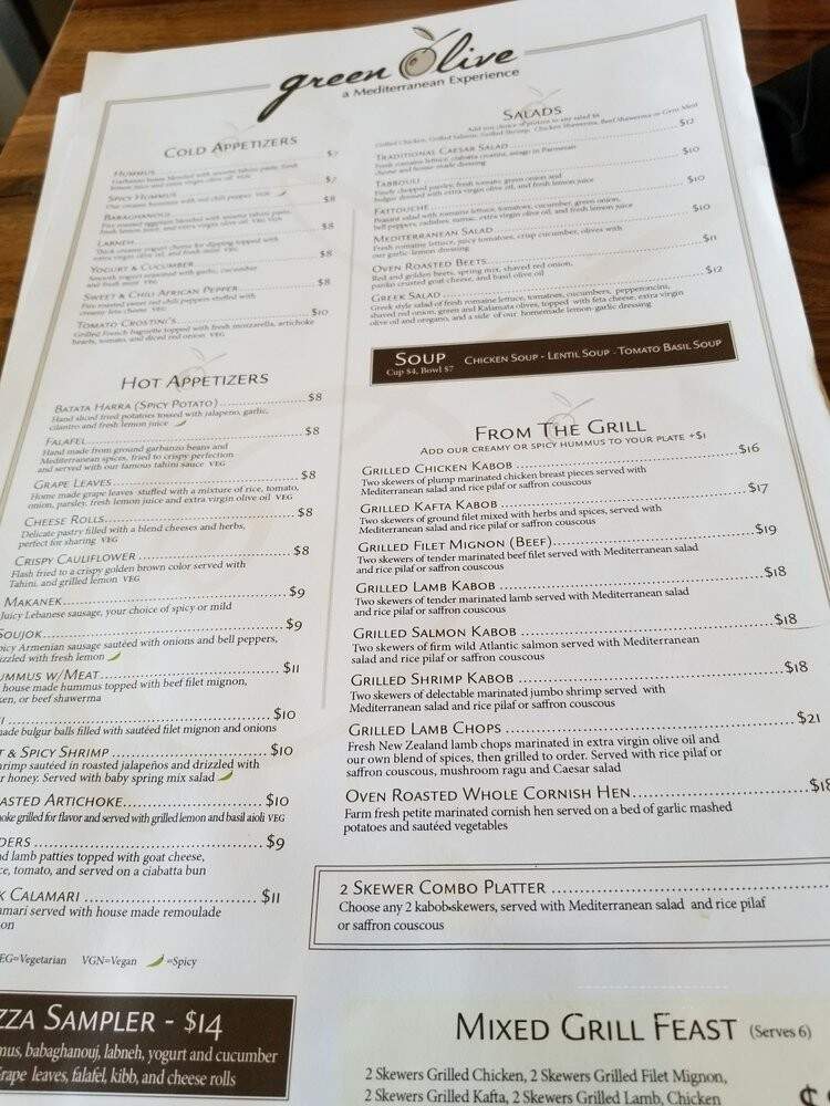 Green Olive - Downey, CA menu_pic