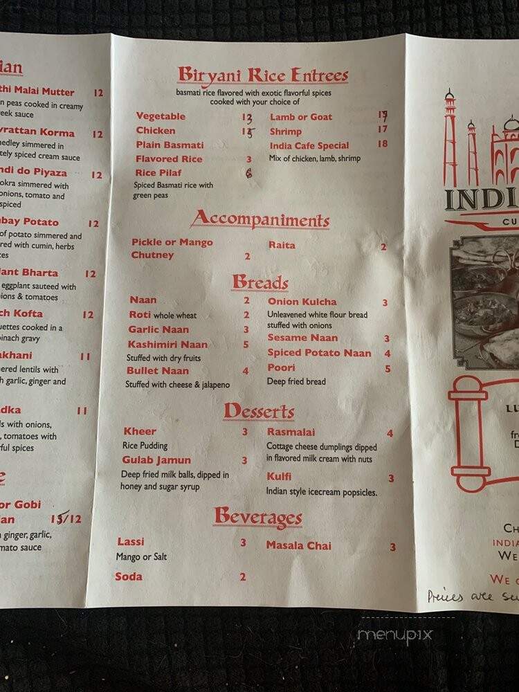 India Cafe - Chambersburg, PA menu_pic