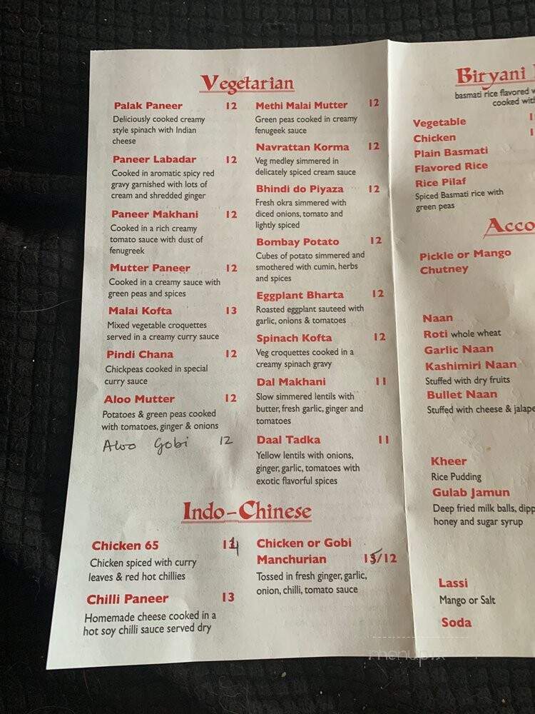 India Cafe - Chambersburg, PA menu_pic