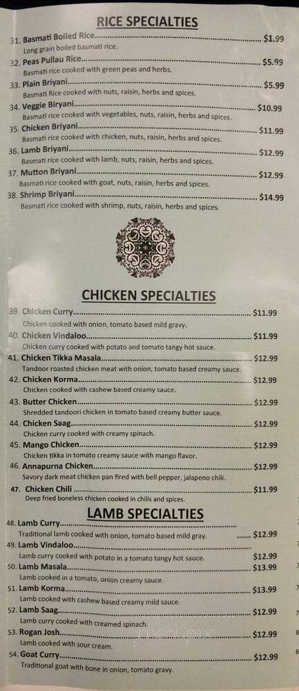 India Garden - Madison, AL menu_pic