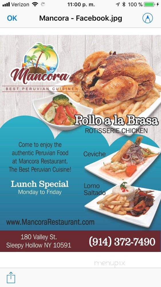 Mancora Resturant - Sleepy Hollow, NY menu_pic