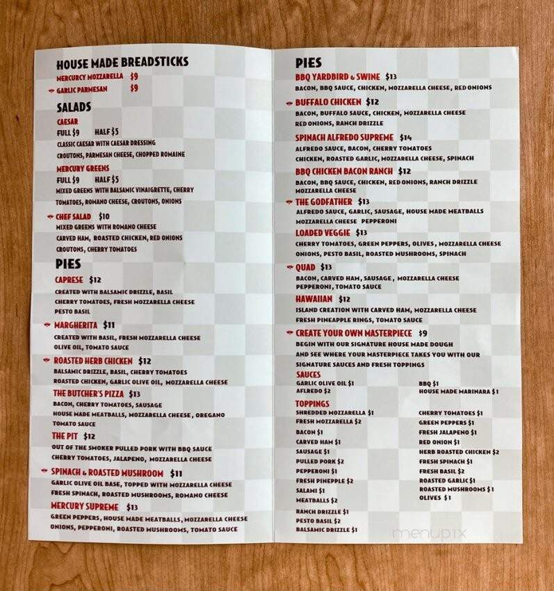 Mercury Pizza - Hattiesburg, MS menu_pic