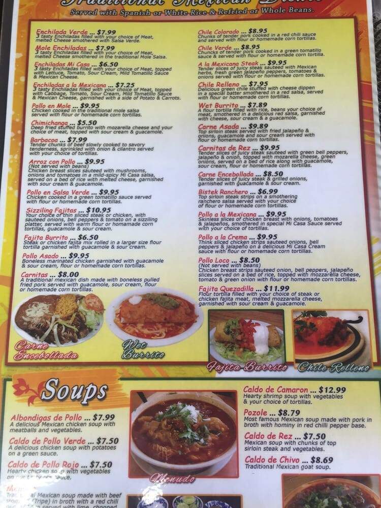 Mi Casa Mexican Restaurant - Moses Lake, WA menu_pic