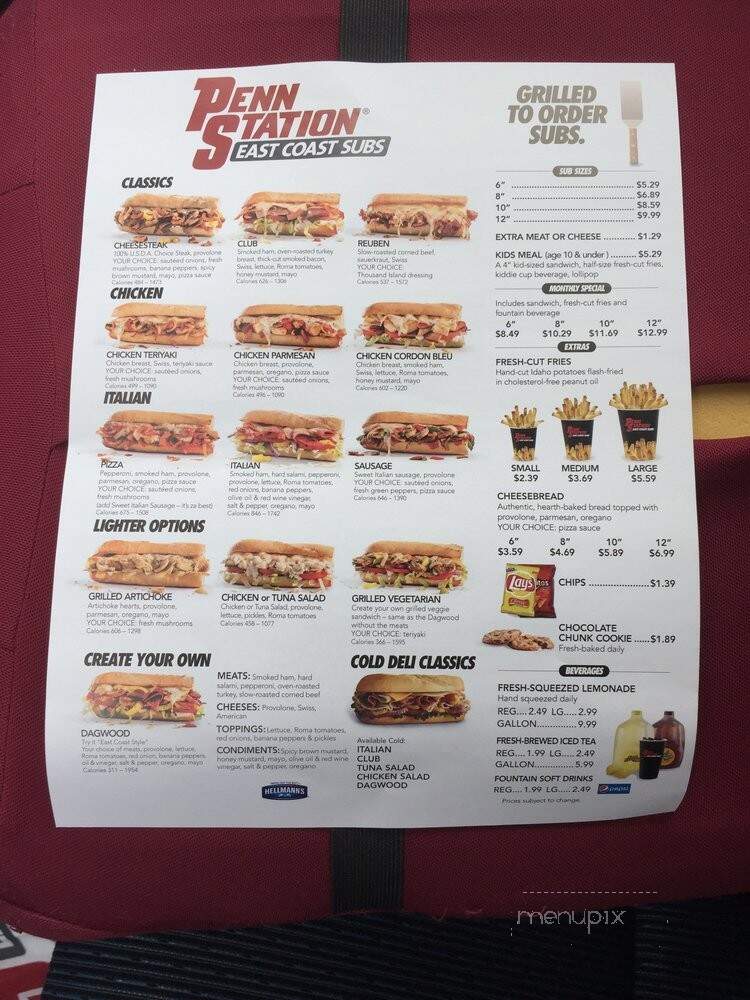 Penn Station East Coast Subs - Clarksville, TN menu_pic