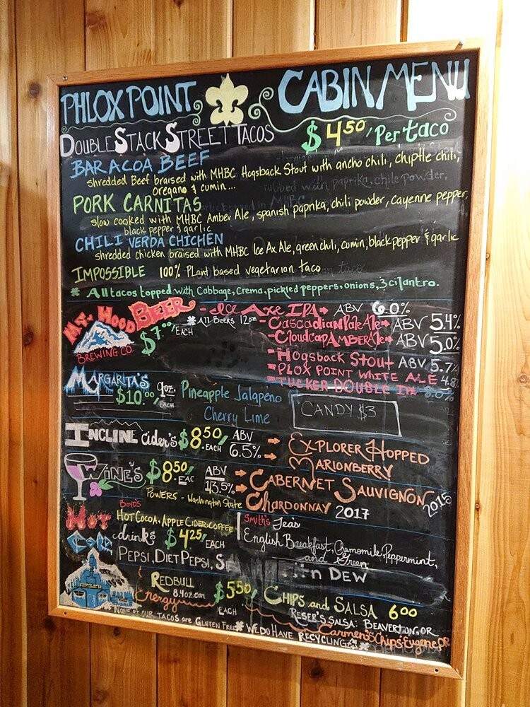Phlox Point Cabin - Government Camp, OR menu_pic