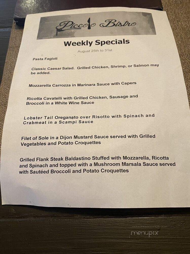 Piccolo Bistro - Ridgewood, NJ menu_pic
