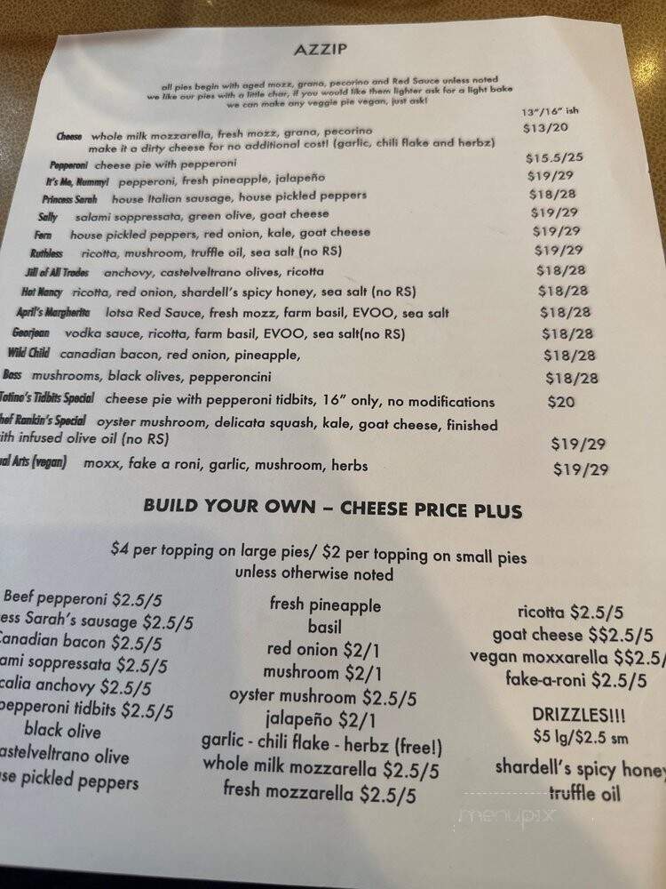 Red Sauce Pizza - Portland, OR menu_pic