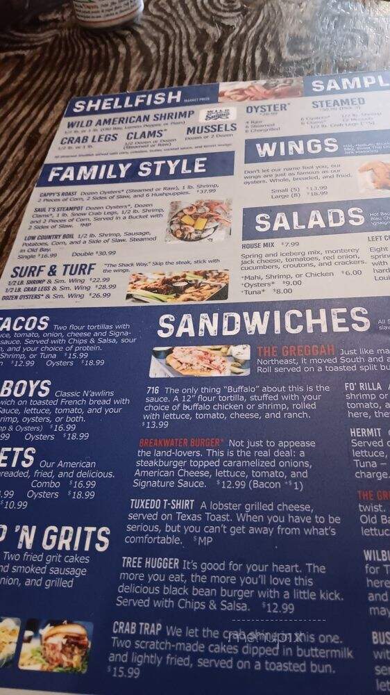 Shuckin Shack - Frederick, MD menu_pic
