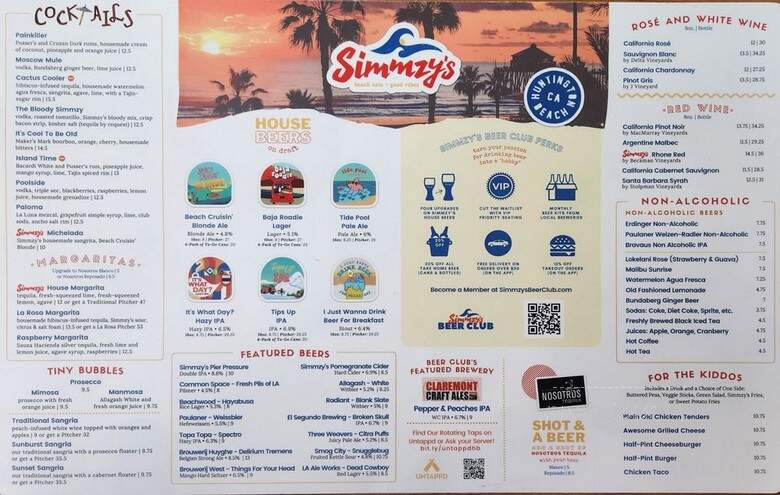 Simmzy's - Huntington Beach, CA menu_pic