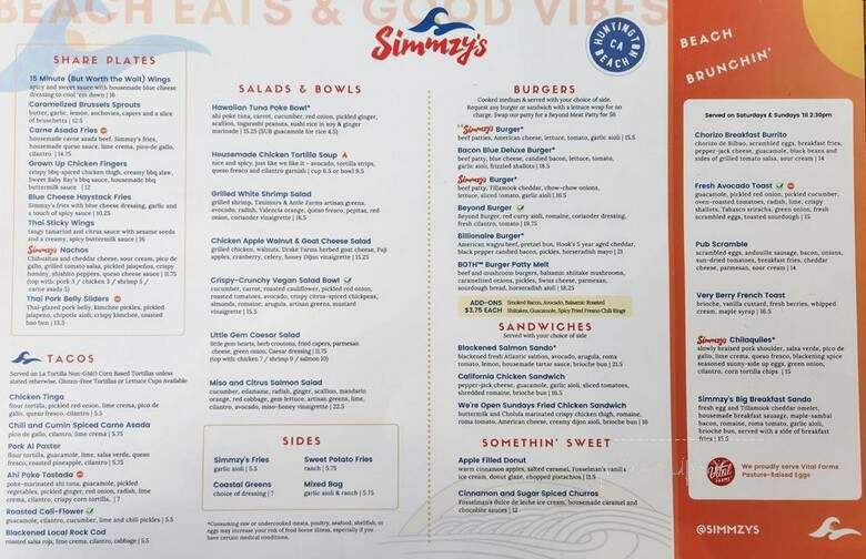 Simmzy's - Huntington Beach, CA menu_pic
