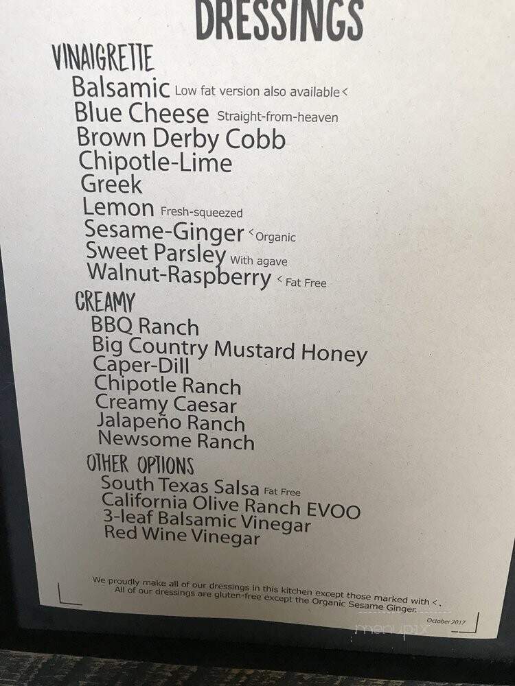 Snappy Salads - Fort Worth, TX menu_pic