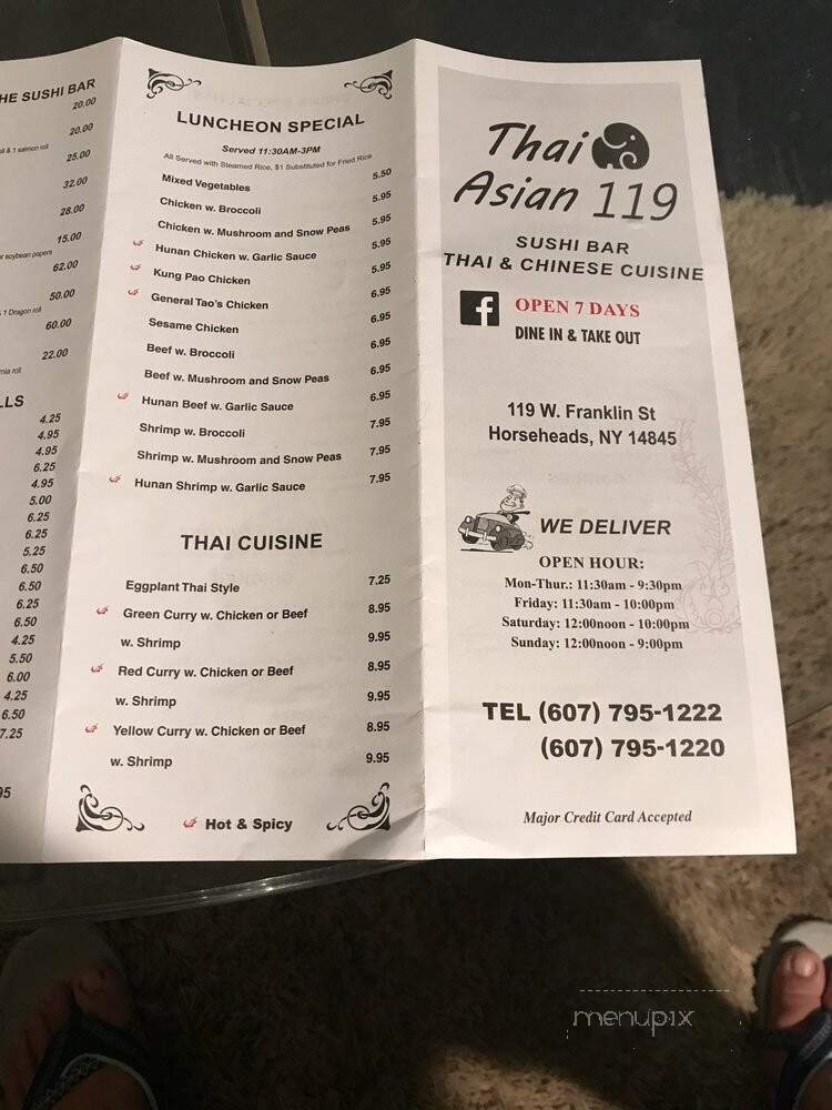Thai Asian 119 - Horseheads, NY menu_pic