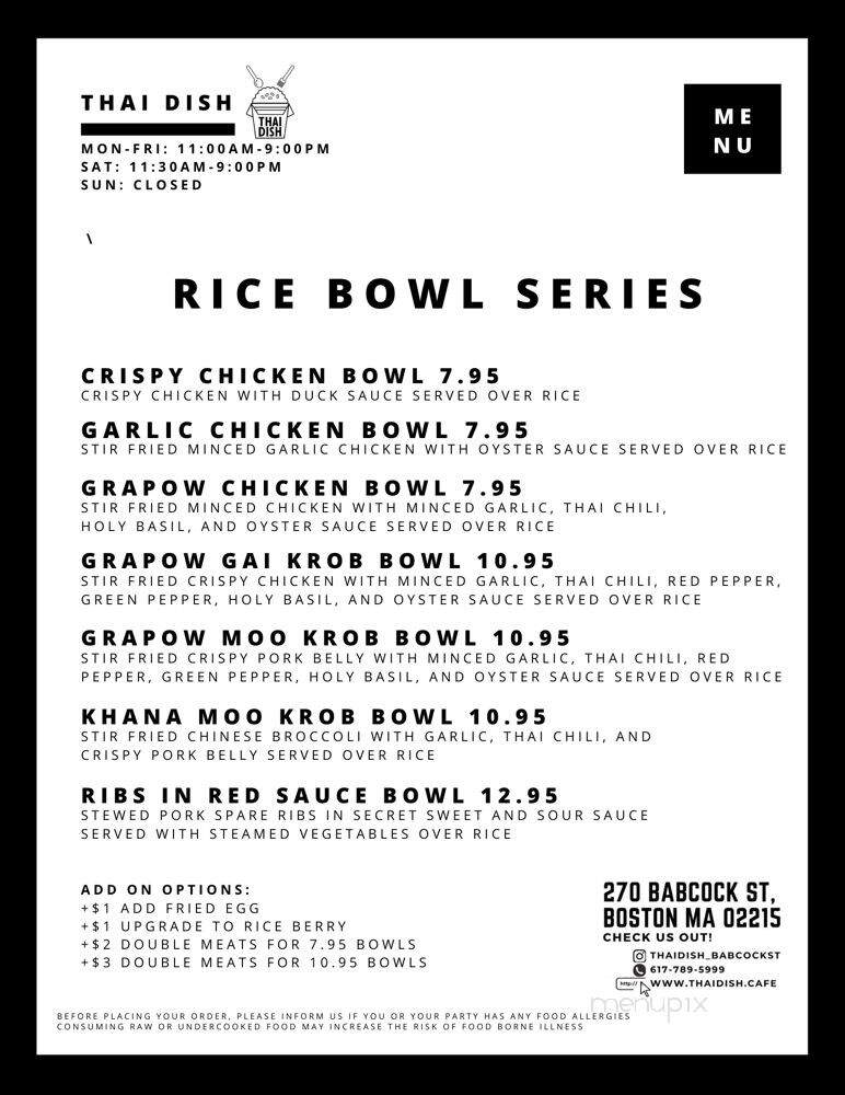 Thai Dish Authentic Cuisine - Boston, MA menu_pic