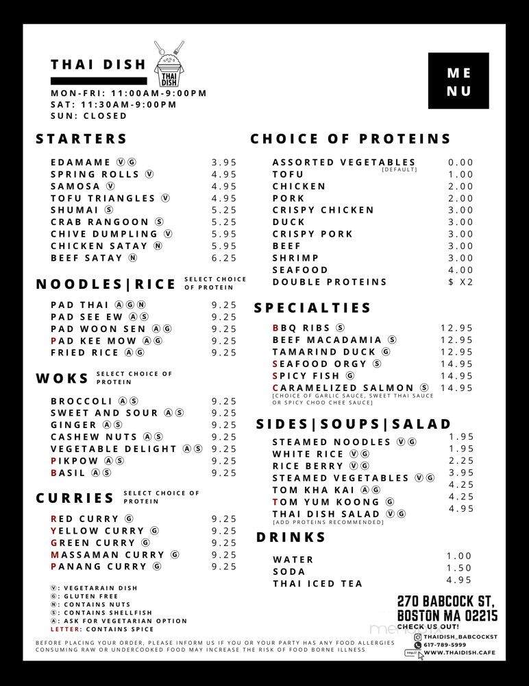 Thai Dish Authentic Cuisine - Boston, MA menu_pic