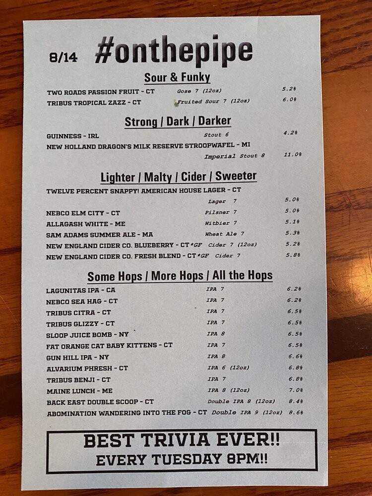 The Blind Rhino - South Norwalk, CT menu_pic