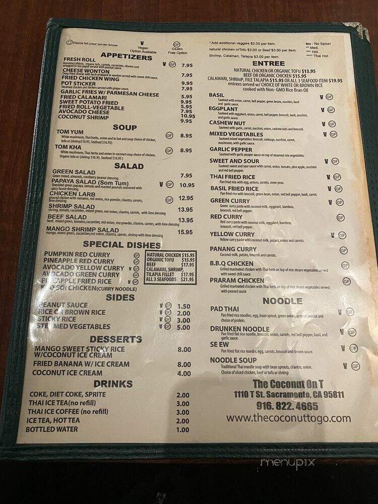 The Coconut - Sacramento, CA menu_pic
