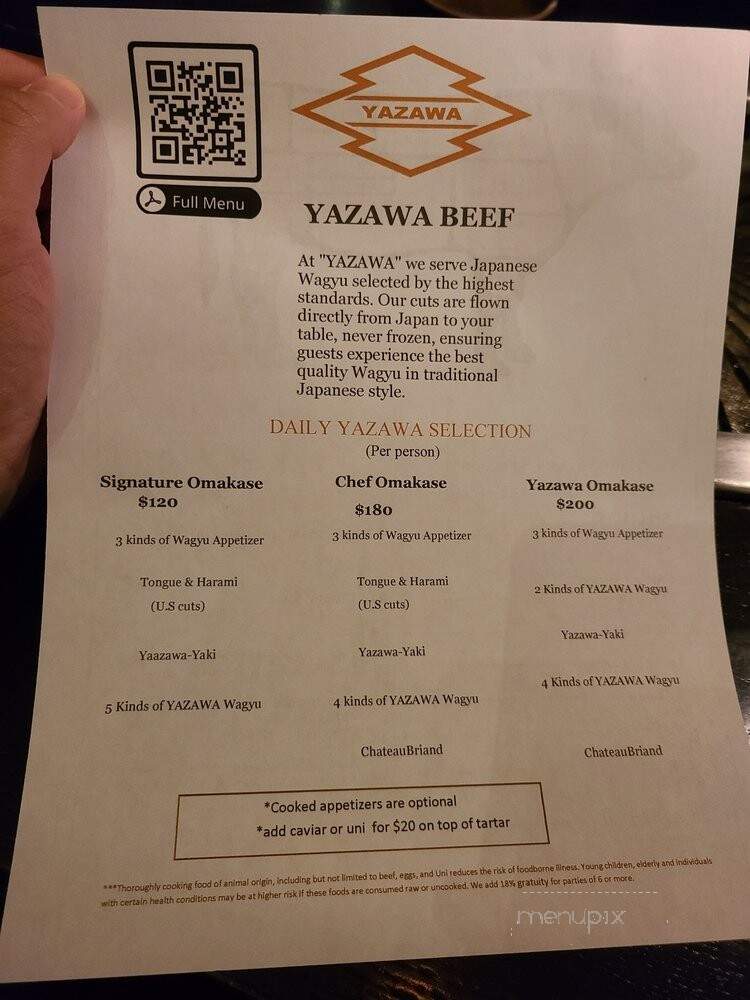 YAZAWA - Beverly Hills, CA menu_pic