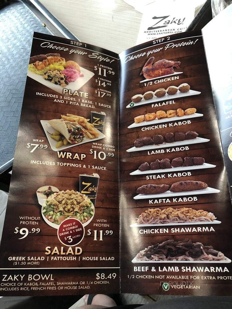 Zaky Mediterranean Grill - Claremont, CA menu_pic