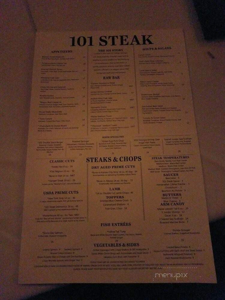 101 Steak - Atlanta, GA menu_pic