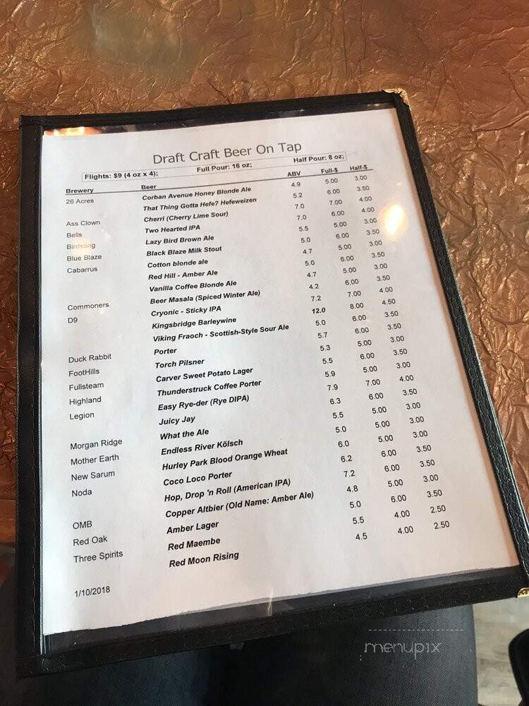 Copper Ale House - Cornelius, NC menu_pic