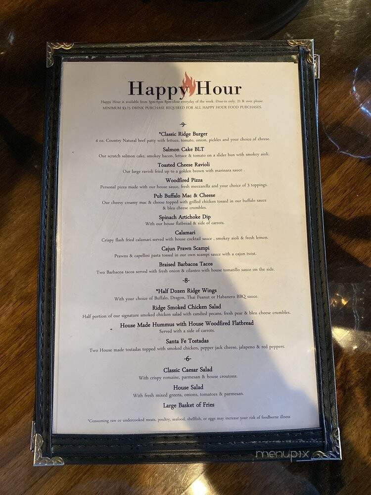 The Ridge - Beaverton, OR menu_pic