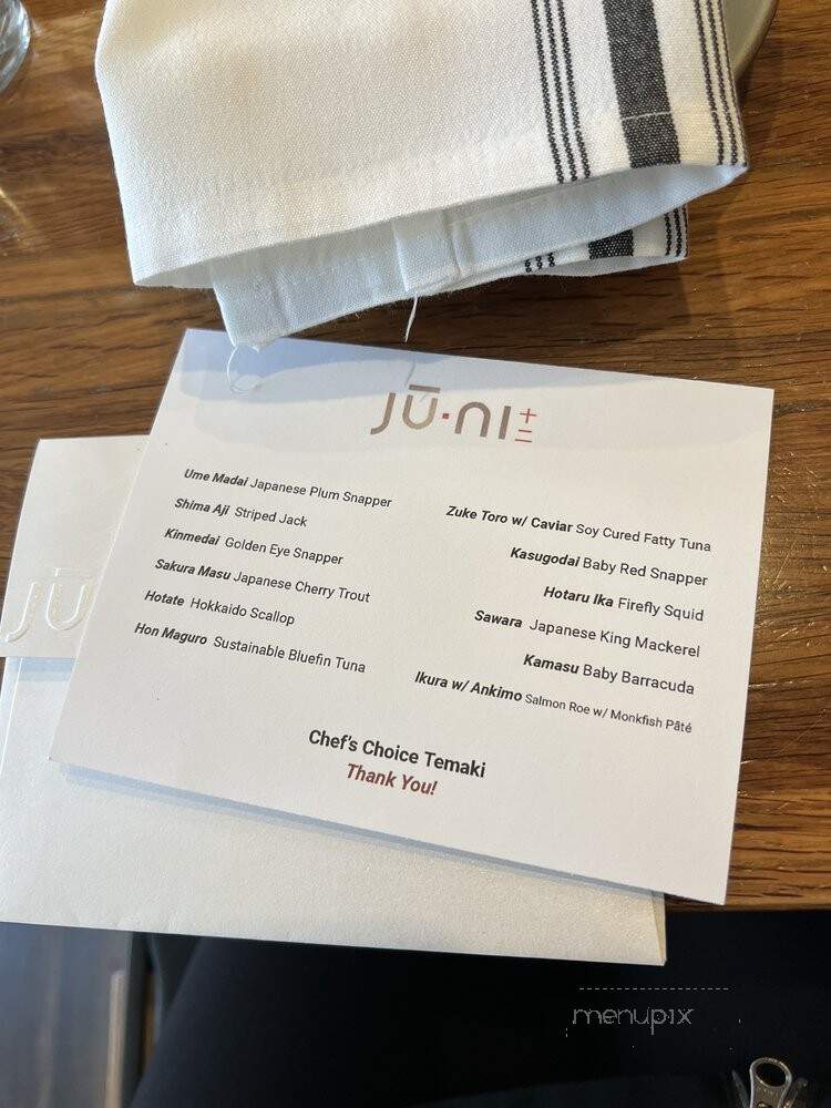 Ju-Ni - San Francisco, CA menu_pic