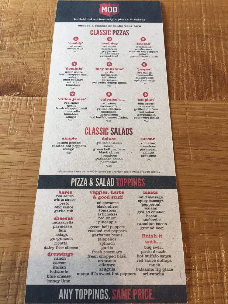 MOD Pizza - Fairfax, VA menu_pic
