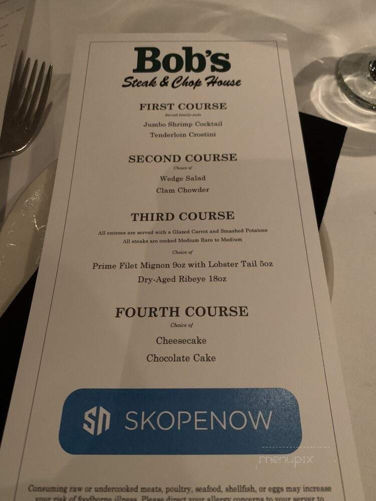 Bob's Steak & Chop House - Carlsbad, CA menu_pic