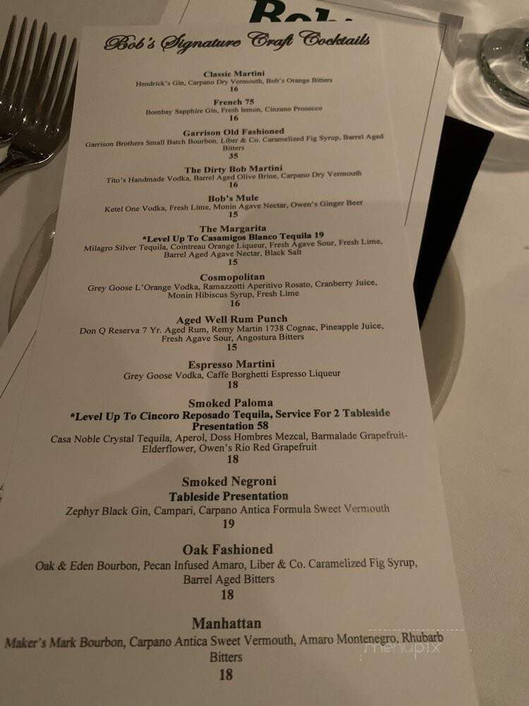Bob's Steak & Chop House - Carlsbad, CA menu_pic