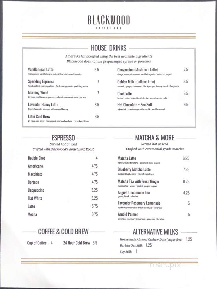 Blackwood Coffee Bar - West Hollywood, CA menu_pic