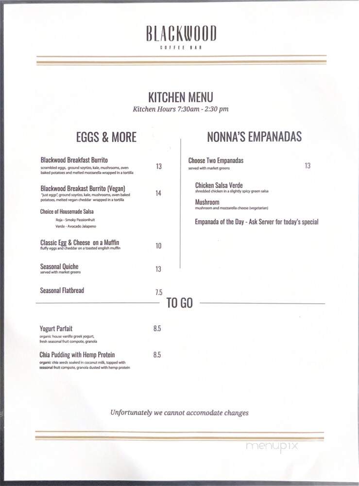 Blackwood Coffee Bar - West Hollywood, CA menu_pic