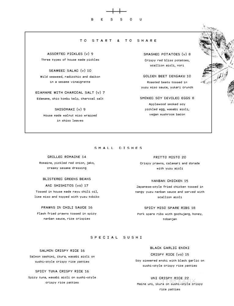 Bessou - New York, NY menu_pic
