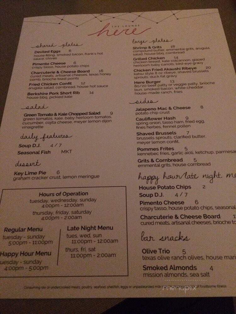 Lounge Here - Dallas, TX menu_pic
