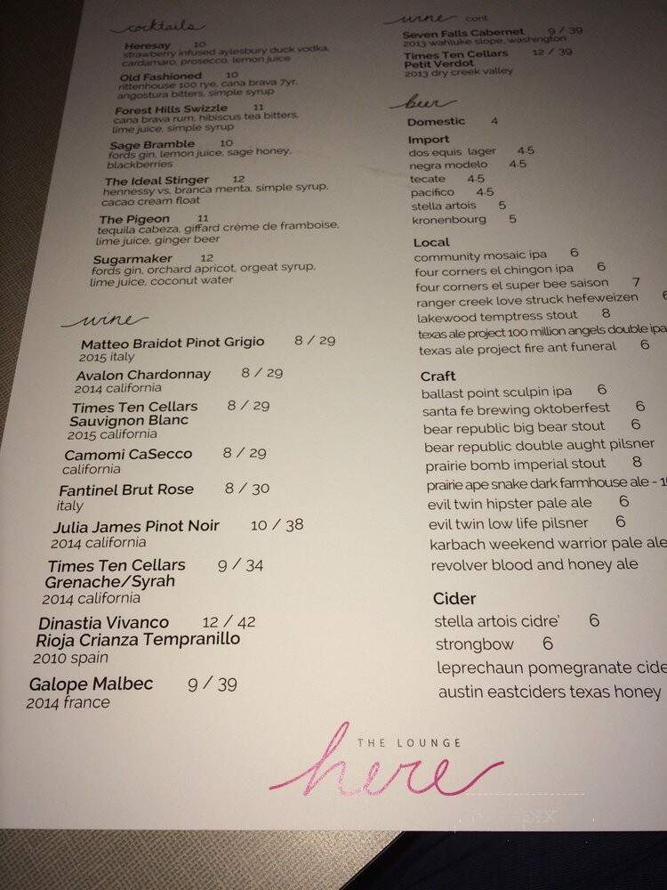 Lounge Here - Dallas, TX menu_pic