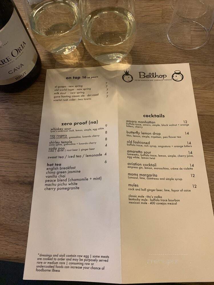 Bellhop - Corvallis, OR menu_pic