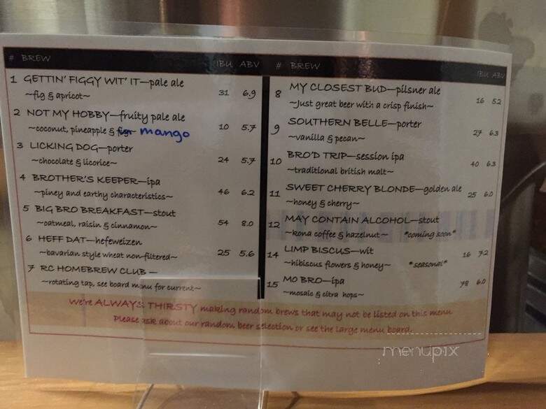 Thirsty Bro Brewing - Royse City, TX menu_pic