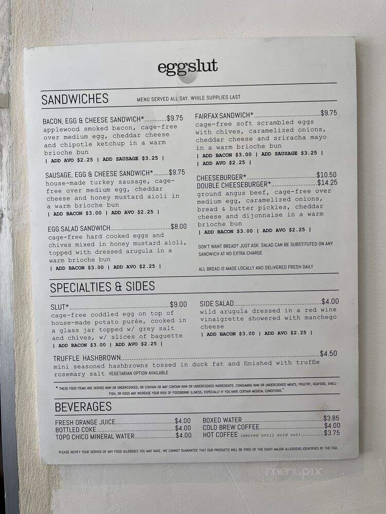 Eggslut - Los Angeles, CA menu_pic