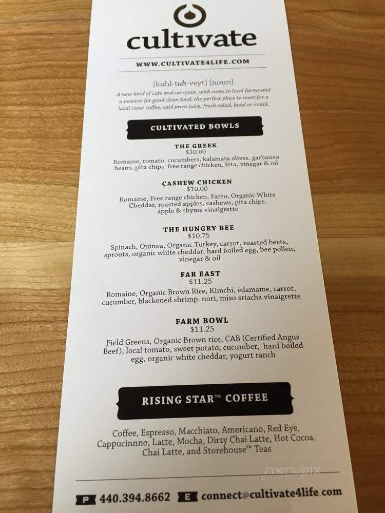 Cultivate - Chagrin Falls, OH menu_pic