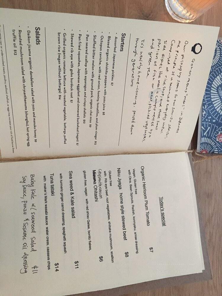 Gohan - New York, NY menu_pic