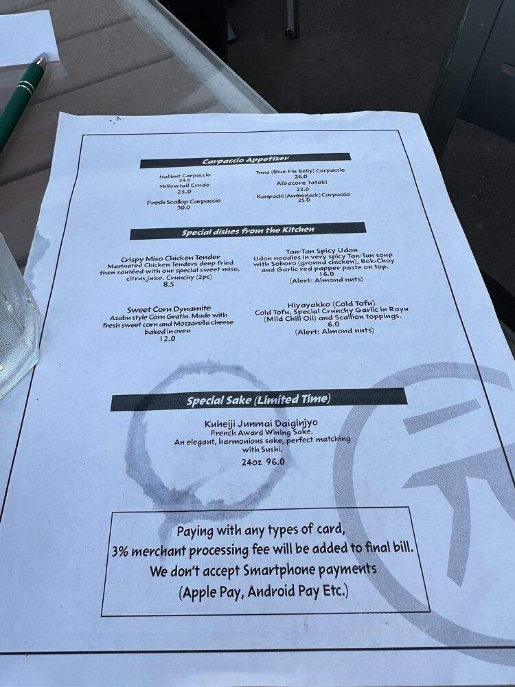 Moto Azabu Sushi Bar & Grill - Marina del Rey, CA menu_pic