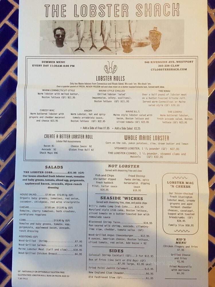 The Lobster Shack - Westport, CT menu_pic