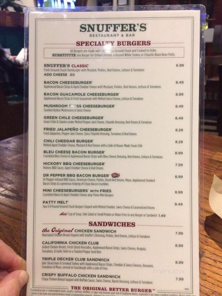 Snuffers - Richardson, TX menu_pic